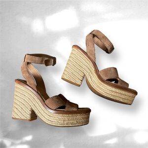 UGG Carine Platform Sandals Chestnut Suede Size 5.5